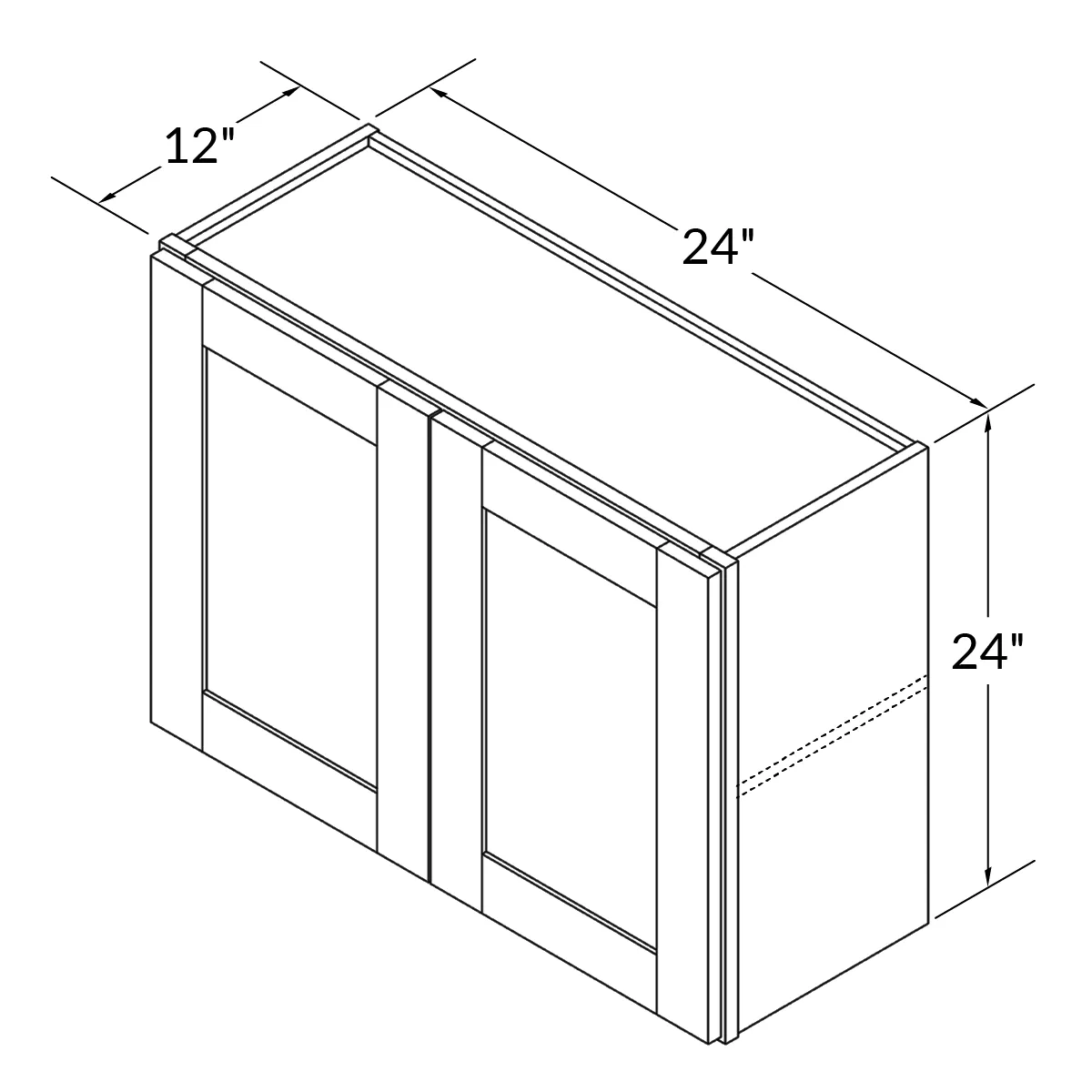 Wall Kitchen Cabinet W2424 Colonial Gray LessCare 24 in. width 24 in. height 12 in. depth