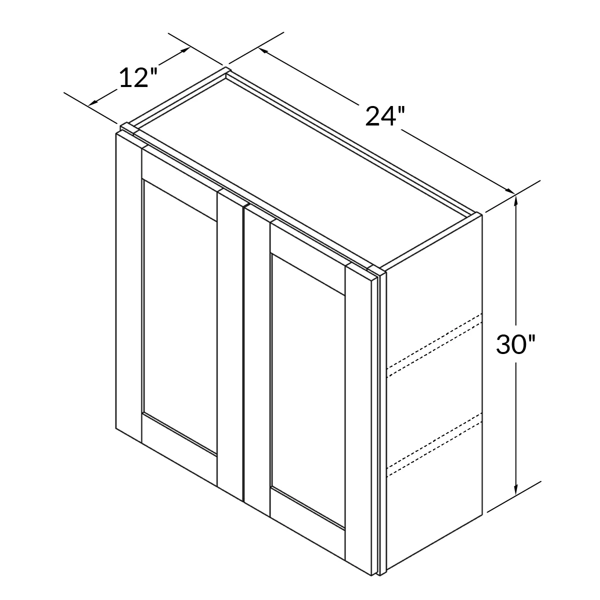 Wall Kitchen Cabinet W2430 Shaker Toffee LessCare 24 in. width 30 in. height 12 in. depth