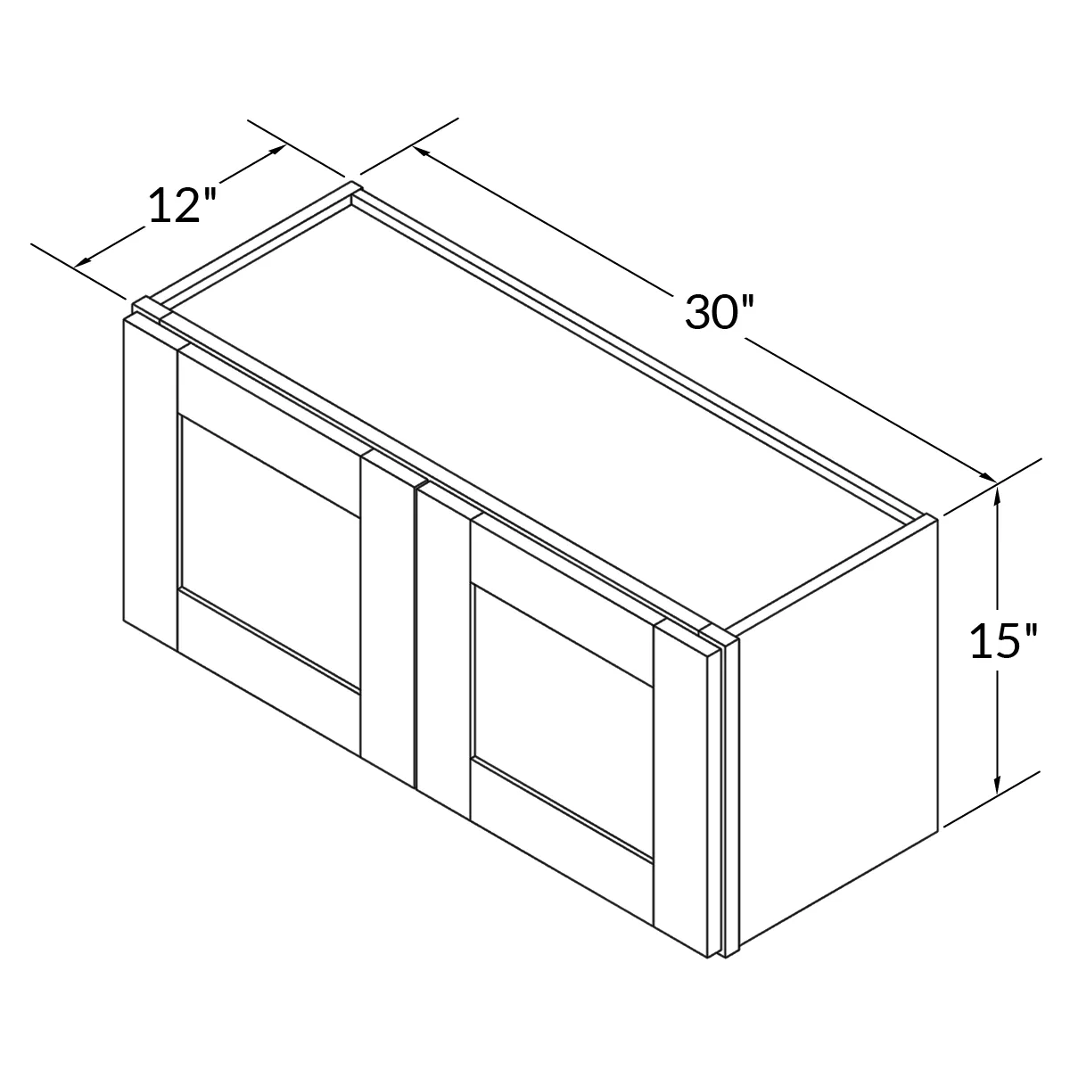 Wall Kitchen Cabinet W3015 Danbury Blue LessCare 30 in. width 15 in. height 12 in. depth