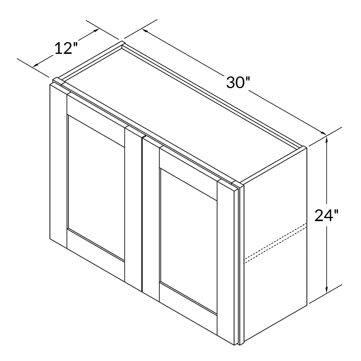 Wall Kitchen Cabinet W3024 Alpina White LessCare 30 in. width 24 in. height 12 in. depth