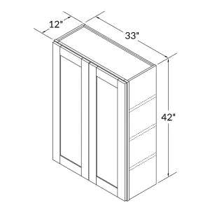 Wall Kitchen Cabinet W3342 Colonial Gray LessCare 33 in. width 42 in. height 12 in. depth