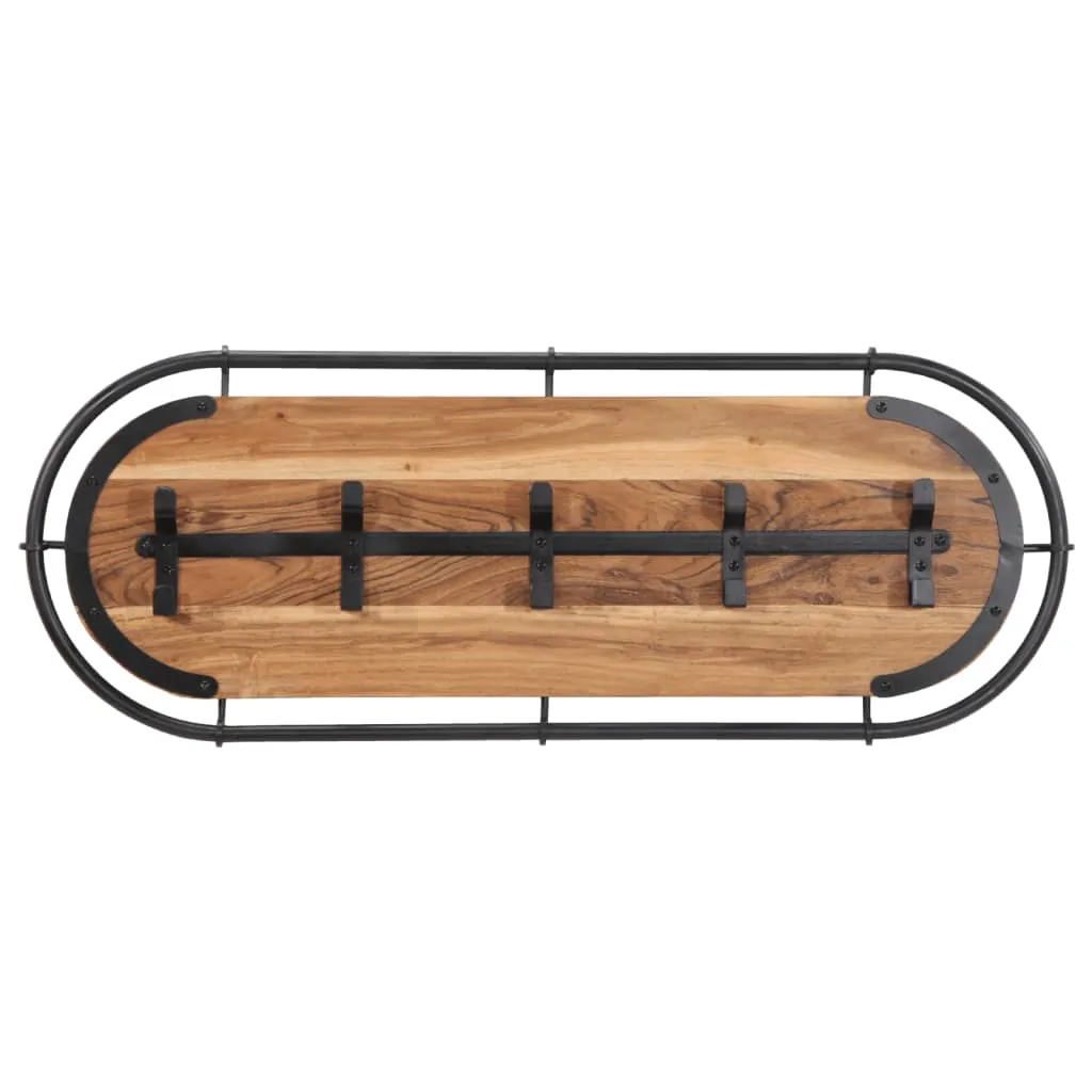 Wall-mounted Coat Rack with 5 Hooks Solid Wood Acacia