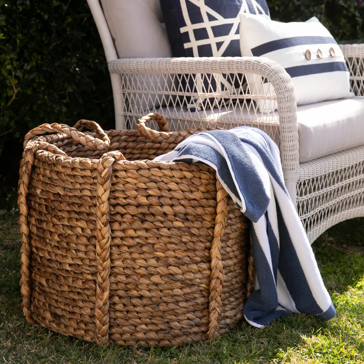 Water Hyacinth Baskets With Handles Round