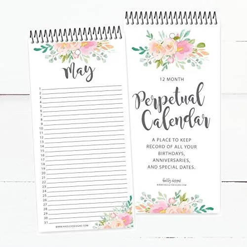 Watercolor Floral Perpetual Calendar | 12 Months | Home & Organization