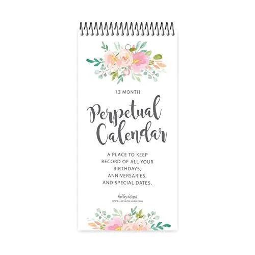 Watercolor Floral Perpetual Calendar | 12 Months | Home & Organization