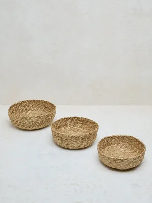 Westside Home Beige Woven Basket - (Set of 3)