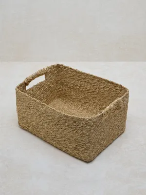 Westside Home Gold Seagrass Woven Storage Basket- Large