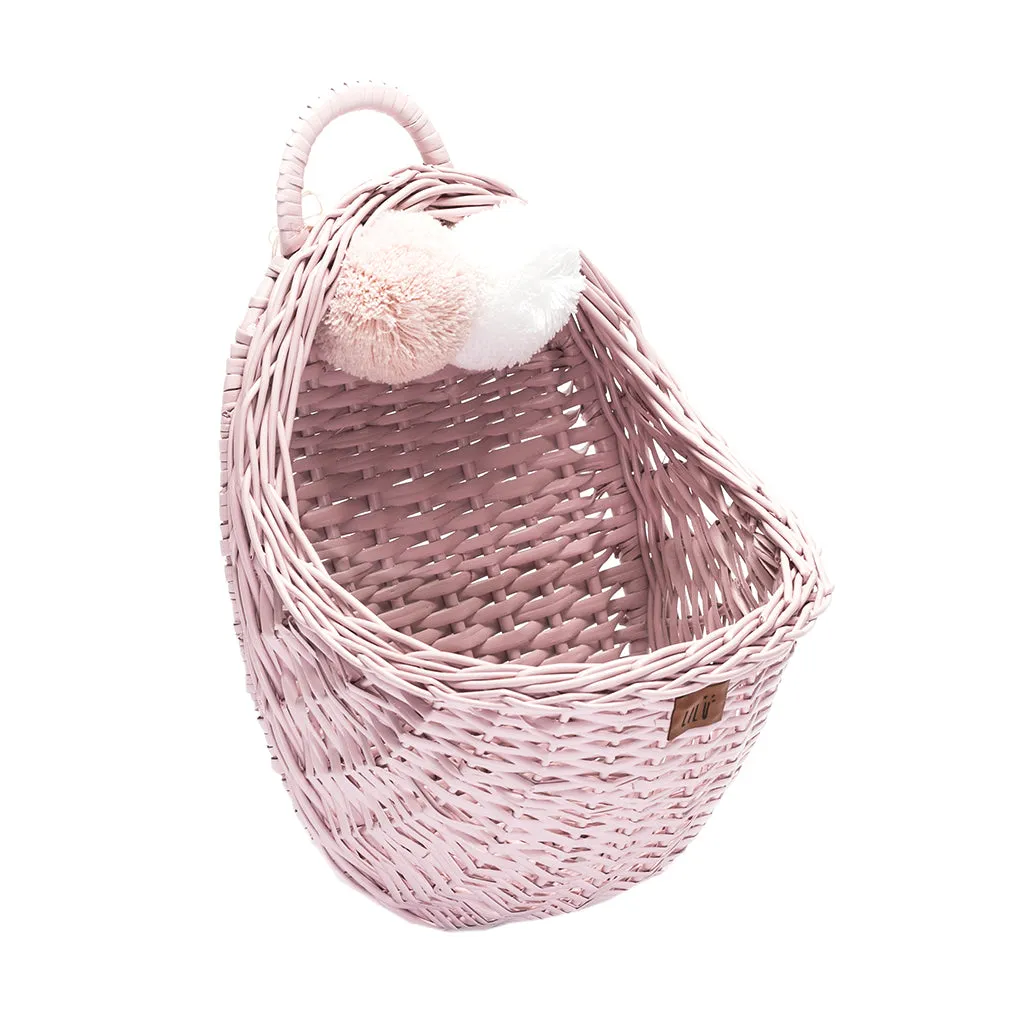 Wicker Wall Basket - Dusty Pink