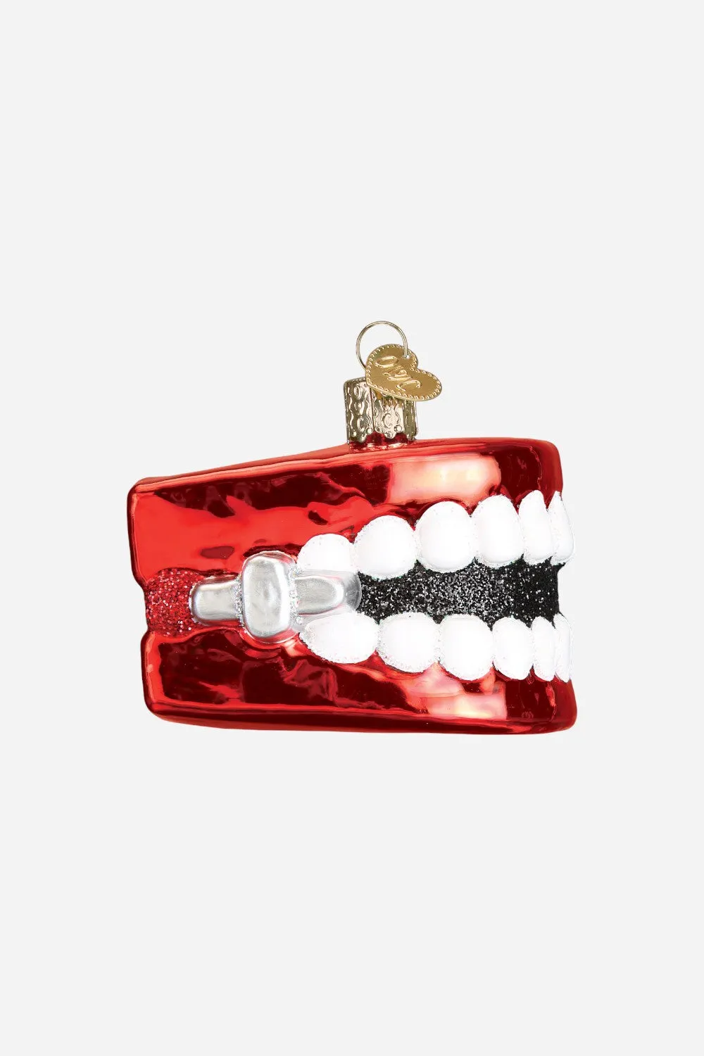 Wind Up Teeth Glass Ornament