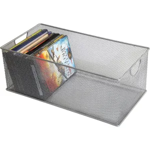 Wire Mesh Open Bin Shelf Storage Basket  15X8X6